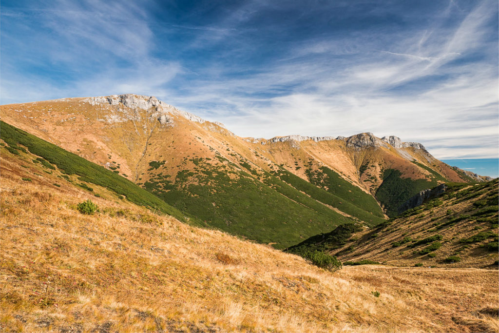 Outlook on the Belianske Tatry mountains from the Kopské sedlo saddleback